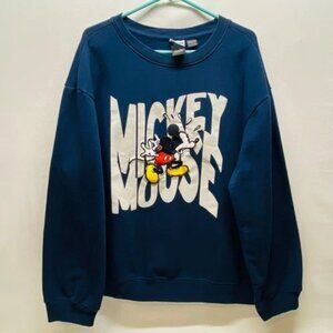 Disney Mickey Mouse Sweatshirt Men's XXL Navy Mad Engine Graphic Long Sleeve Top